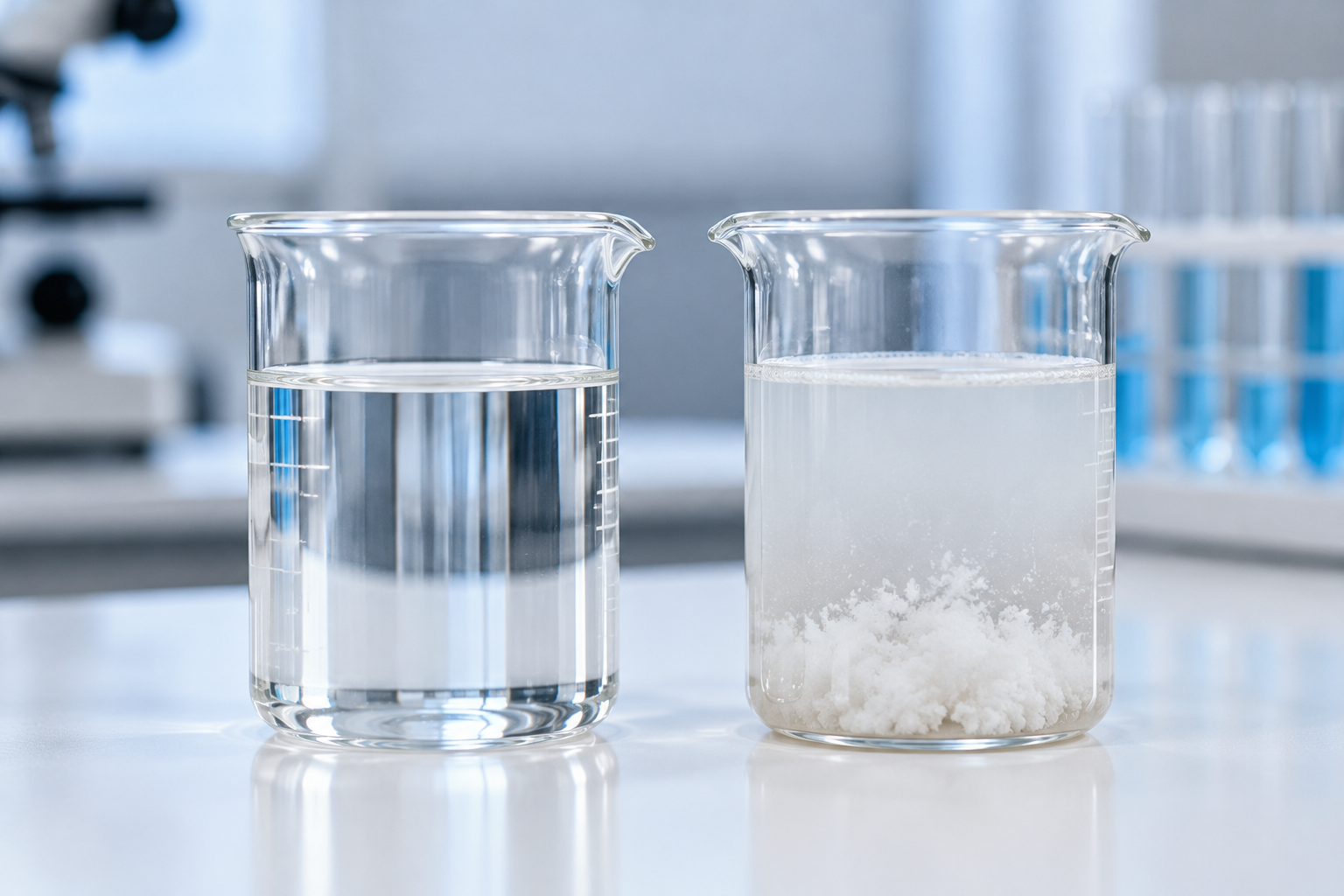 Alkali stability test of rapid wetting agent in laboratory beakers