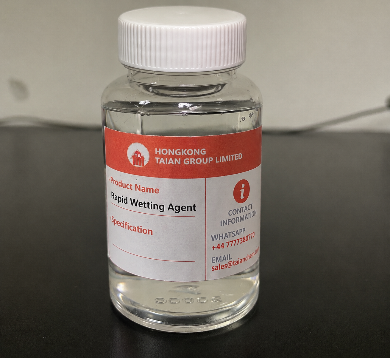 Rapid wetting agent sample bottle for textile pretreatment